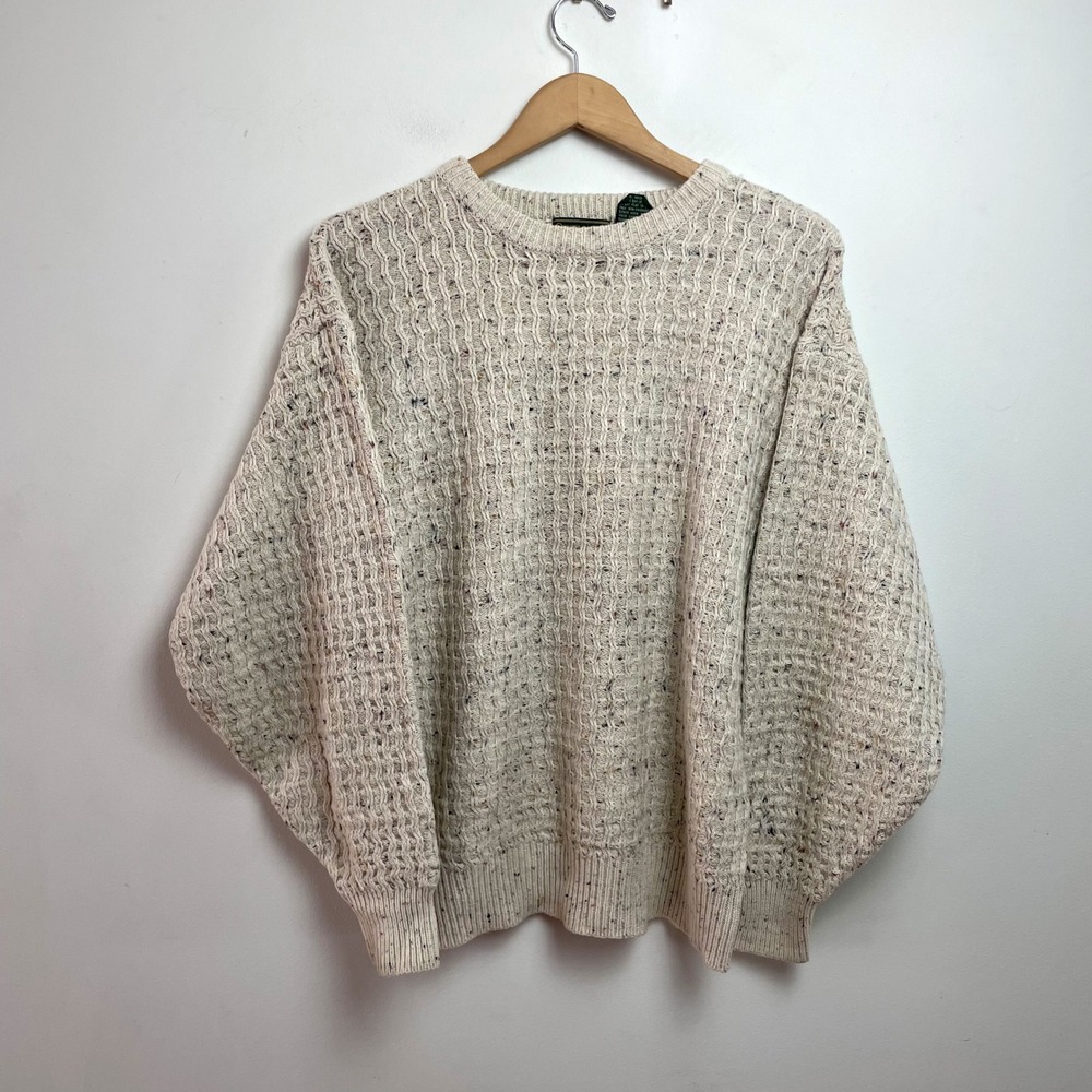 Croft & Barrow Chunky Knit Fisherman Sweater Speckled Confetti Wool Blend XL